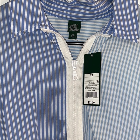 NWT Zip Up Two-Toned Dress Shirt - Picture 2 of 4
